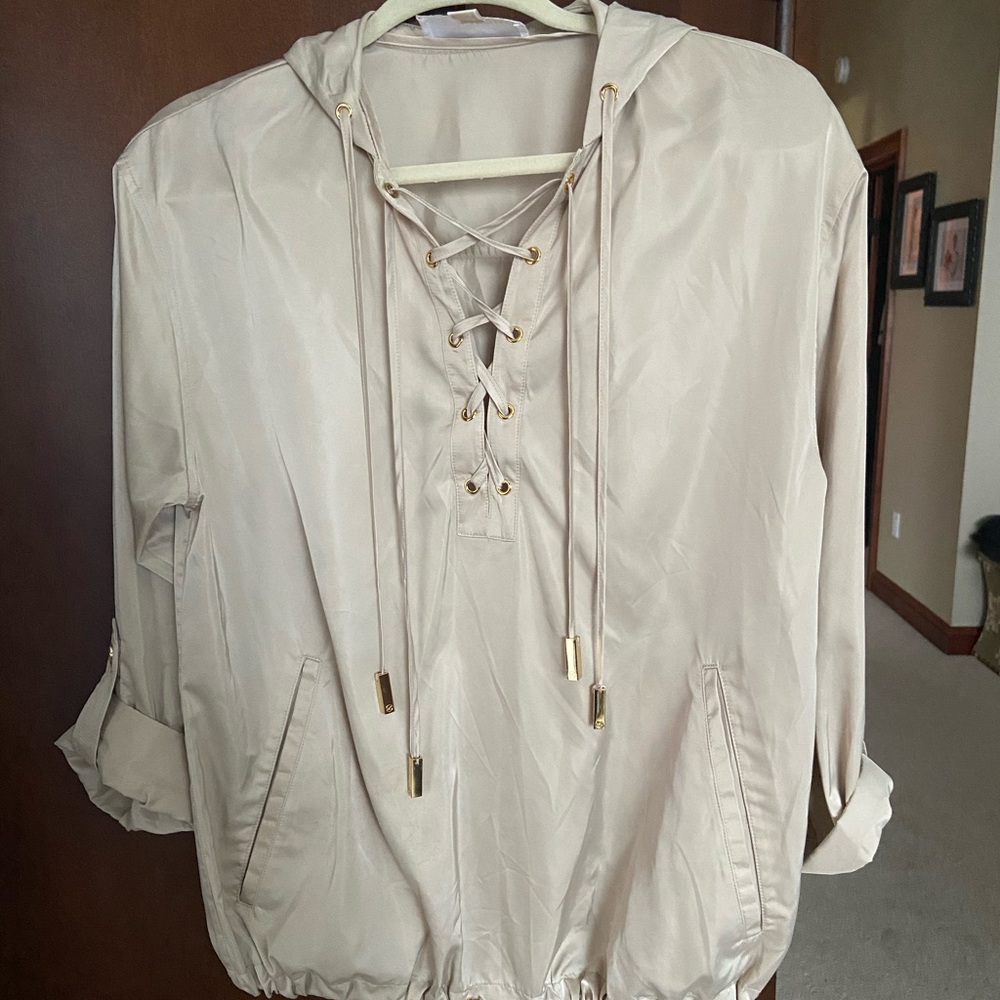 Michael Kors Lace-Up Rain Jacket Hoodie